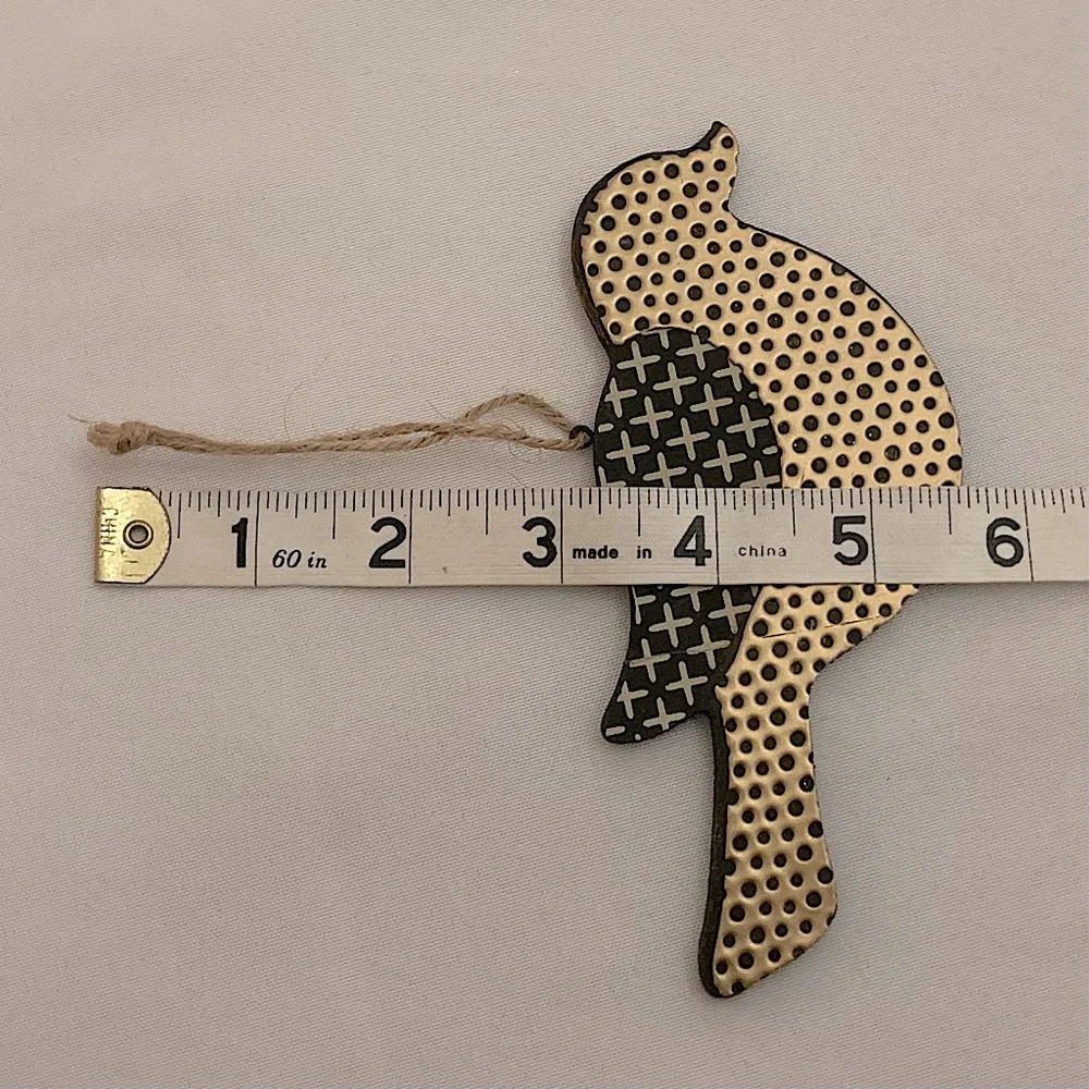 Wooden Polka Dot Gold Bird Ornament